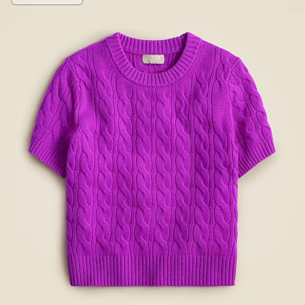 J.Crew Cashmere Short Sleeve Cable Sweater